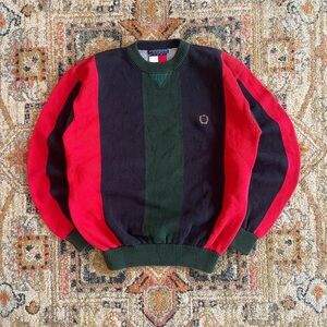 Tommy Hilfiger Colorblock Crewneck Sweater - Red, Green, and Black